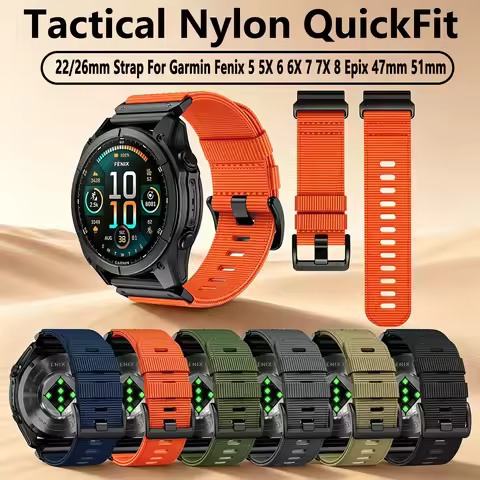 QuickFit 22mm 26mm Tactical Nylon Strap For Garmin Fenix 7 7X 6X 6 Pro 5 5X/Epix Pro/Tactix/Quatix/M