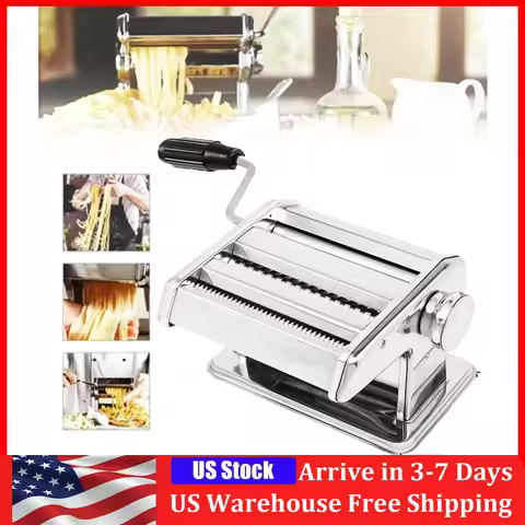 Pasta Maker Machine Stainless Steel Adjustable Manual Noodle Dumpling Press Two Cutters Spaghetti Fe