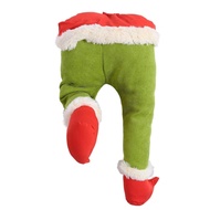 Christmas Decoration Grinch Green Fake Leg Tree Ornament Santa Claus Elf Leg Christmas