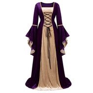 Womens Deluxe Velvet Renaissance Irish Dress Medieval Victorian Costume Dress Victoria Cosplay Retro