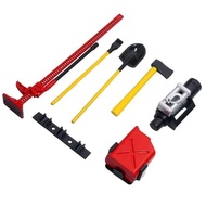 6pcs 1/10 Scale Garage Accessories Tools Hi-Lift Jack Winch Shovel Jerry Can Axe Toy for RC Crawler 
