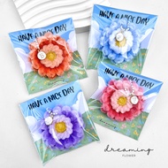 Hydrangea Keychain Velvet + Letter Pendant HAVE A NICE DAY Card Graduation Gift