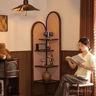 Shelf Solid Wood Rattan Storage Wall Medieval Triangle Cabinet Shelf Corner Cabinet Bedroom Living R