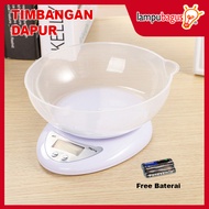 Timbangan Dapur Digital / Electronik Kitchen Scale Kapasitas 5Kg + Mangkok