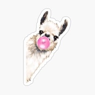 STICKY DUDE Bubble Gum Peeking Alpaca Llama Sticker, 5 inches - Yeti Cup Vinyl Waterproof Sticker De
