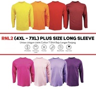 (4XL - 7XL) Plus Size Soft Cotton Long Sleeve T-Shirt Unisex 160gsm Baju Kosong Lengan Panjang RNL2 Group B