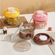 Cartoon Yogurt Cup Portable Oatmeal Fruit Salad Cup Student Adult Breakfast Cup Double Skin Milk Pud