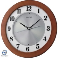 Seiko QXA743Z Quiet Sweep Silver Dial Wooden Wall Clock