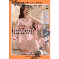 Q QC Goods Beautiful Miss-Sleeved Nightgown micky mouse pink _ Wide Shape _ Cool Soft satin Silk 113.
