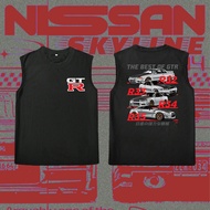 GTR baju musim panas untuk lelaki R32 R33 R34 R35 baju otot leher bulat lengan gup gaya perlumbaan #