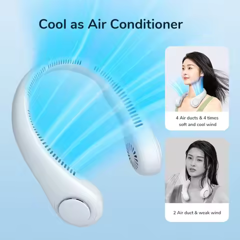 1PC Fan New Mini Neck Portable No Bladeless Hanging Neck Rechargeable Air Cooler 3 Speed Mini Summer