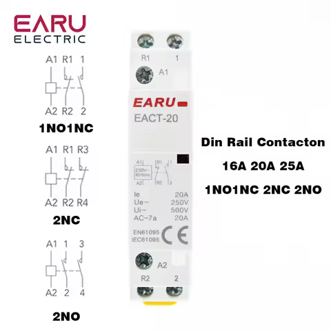 2P 16A 20A 25A 1NO 1NC 2NO 2NC AC 220V 230V 50/60Hz Din Rail Mounted Household Modular AC Contactor