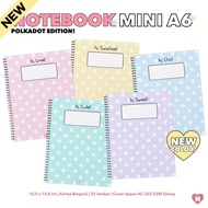 NELACUNA A6 Polka Dot Notebook with Striped Paper, 50 Sheets, AC Cover, 260 Glossy Lamination