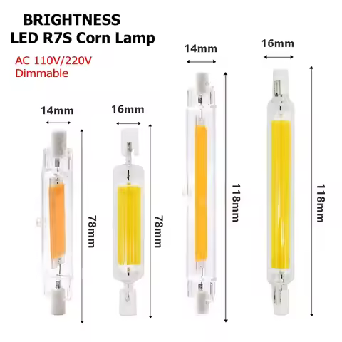 4pcs Brightness Led R7S COB Glass Tube 78mm 118mm 189mm Led Bulb Light AC110V 220V Corn Lamp J78 J11