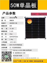 網易易科50w太陽能板12v光伏發電板多晶單晶電池板便攜太陽板充電戶外