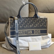 限量款 藍牛仔 奶白牛皮 Dior Book Tote 中型托特包