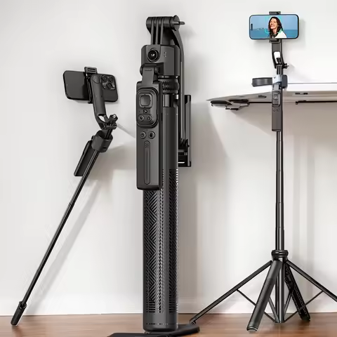 New C17 Auto Face Tracking Tripod 1.63m Extendable Auto Face Tracking Selfie Stick Tripod for Video,