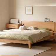 Solid Oak Master Bedroom Solid Wood Double Simple Inclined Plank Bed High Backrest Large Bed For Hou