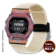 สายนาฬิกาผ้าไนลอนยืดหยุ่น Casio GBD-200 สายนาฬิกาแบบปรับแต่งได้พร้อมหัวเข็มขัดพับเดี่ยว หนาปานกลาง ก