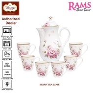 Vantage 8 Pcs Fine Porcelain Primvera Rose Jug Set / Jug with Cover / Porcelain Mugs / Coffee & Tea