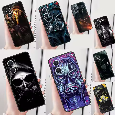 Skull Gas Mask Phone Case For OPPO Reno 12F 12 13 F 11 8T 7 8 10 Pro OPPO Find X5 Lite X3 X6 X8 Pro 