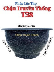 5 Cái Chậu Nhựa Truyền Thống Phúc Lộc Thọ THUẬN THÀNH Trồng Cây-Mẫu T58-Màu Đen Đá