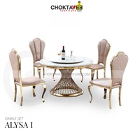 ชุดโต๊ะอาหาร กลม 6ที่นั่ง 130cm. (Platinum Luxury Series) รุ่น SET-TTB-LUX ALYSA [TB Collection]