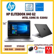 HP ELITEBOOK 840 G2 14 INCH SLIM - INTEL CORE I5-5300U 5TH GENERATION / 8GB DDL3 RAM / 256GB SSD / WINDOW 10 PRO GENUINE / ULTRABOOK BUSINESS [#LAPTOP] / WINDOWS 10 PRO