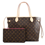 Louis Vuitton LV M41178 NEVERFULL MM 老花子母束口購物包.牡丹紅