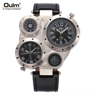 Dual Time Zone Large Dial Cross-Border Oulm Oulm Men's Compass Hot-selling watch Quartz watch Belt w