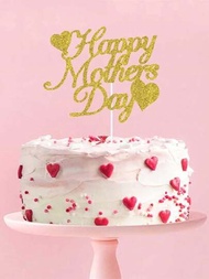 全新快樂母親節蛋糕裝飾紅色心形花朵蛋糕裝飾,母親節禮物杯子蛋糕甜點用品