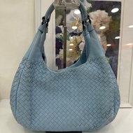 BV 葆蝶家/Bottega Veneta 淺藍色經典編織Hobo包 餃子包