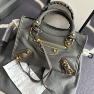 Balenciaga Mini City Edge Medium Grey Gold Hardware Original 