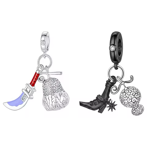 Whitebeard Blackbeard Anime Gura-Gura no mi Yami-Yami Fruit Charm for Original 925 Charms Bracelet S