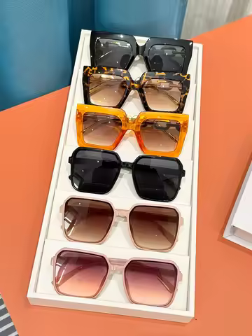 6 件套 Extra Large Square Frame Multi-Color Combination Glasses Simple Fashion Exaggerated Large Chain