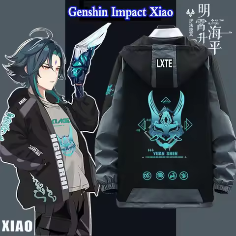 Genshin Impact Cosplay Costume Xiao Long sleeve Fashion jacket coat Game Zhongli Clothes Unisex Hood