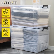 Citylife 84L Widea Transparent Storage Box Stackable Storage Large Container Box With Wheels X6324TH