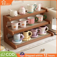 LULU Rak Dapur Kayu Table Storage Rack 2/3 LayersRak buku Almari Table Shelf Spice Rack Plant Rack