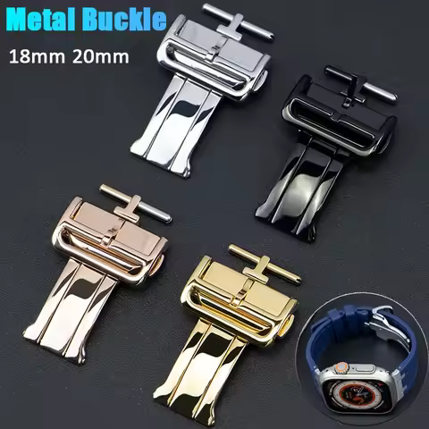 18mm 20mm Metal Folding Buckle Clasp for Apple Watch Stainless Steel Buckle for Huawei Watch Strap W