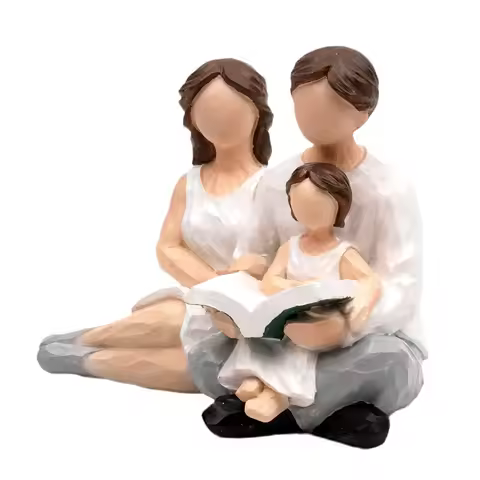 Father Daughter and Cat Mother Son Basketball Series Character Statues Christmas Family and Friends 
