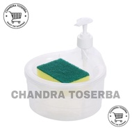 DISPENSER SABUN OVAL CUCI PIRING DENGAN SPON PUMP WADAH SABUN CUCI PIRING 2IN1 SOAP PUMP