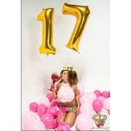 Matte mix pink balloon package + jumbo numbers for birthday sweet seventeen package | HBD decoration