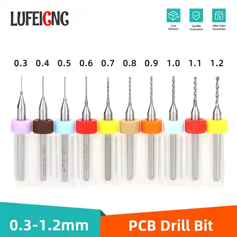 LUFEICNC 10pcs 0.3-1.2mm PCB Drill Bit Micro Carbide Drill Bits Printed Circuit Board Wood Modeling 