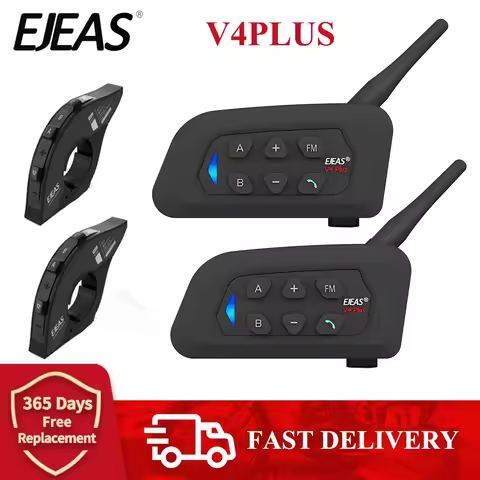 EJEAS V4 Plus Motorcycle Intercom Bluetooth Wireless Helmet Headset IP65 Waterproof FM Radio, Group 