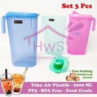 Set of 3 Drinking Water Jugs 2 Liter Ogaki Eskan/s 2000 Plastic Water Container/s ML Heat and Cold R