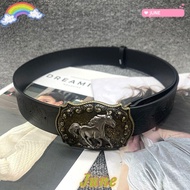 JUNE1 Leather Embossed Belt, Harajuku Y2K Punk Rock Belt, Women Man Hip Hop Waistband