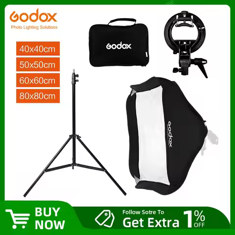 Godox 40x40cm 50x50cm 60x60cm 80x80cm Flash Speedlite Square Softbox + S type Bracket Bowens Mount K