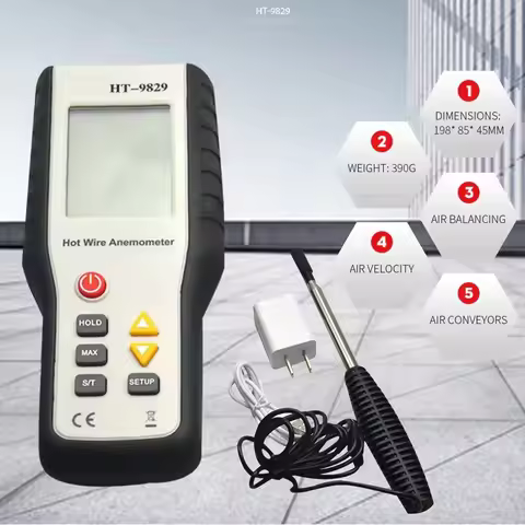 HT-9829 Portable Digital Wind Speed Tester High Sensitivity USB Thermal Anemometer Handheld Wind Met