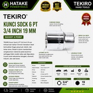 TEKIRO 3/ 4 Inch Socket Wrench 6 PT 19 MM CR-V Socket Wrench 6 Point Original