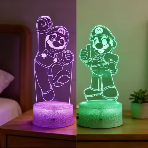 Super Mario Brothers Racing Night Light 3D Illumination Light Touch Adjustable USB Charging Decor Ni
